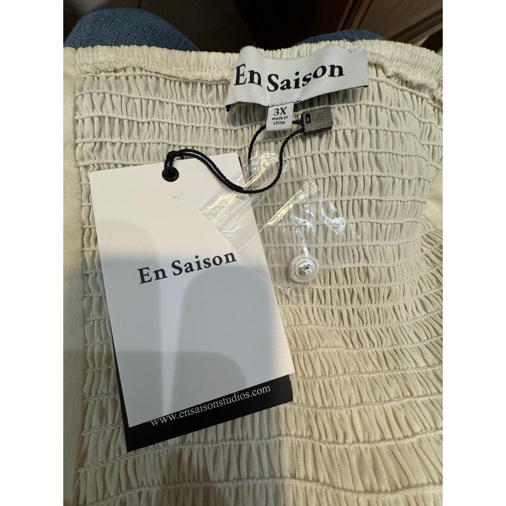 EN SAISON NWT $148 Agathe Natural Embroidered Floral Top Size 3X - Picture 8 of 10